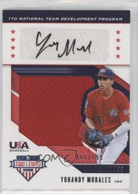 2019 Panini USA Baseball Stars & Stripes Jerseys 65/199 Yohandy Morales Auto g2u