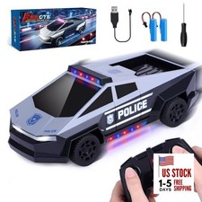 Remote Control Car, Police Car Toy with LED Lights and 2.4GHz Remote Silver