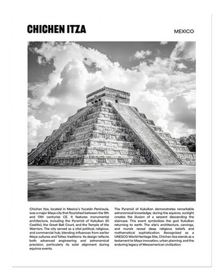 Chichen Itza Schwarz-Wei�-Wandkunst Fotografische Historische Pyramide