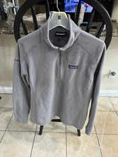 Women's Patagonia Micro D 1/4 Zip Fleece Pullover Gray Size Size Large Corp Logo
