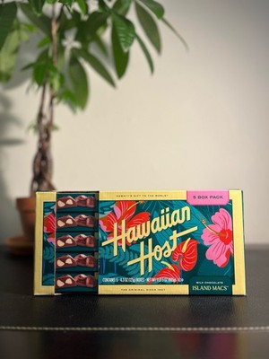 5 Boxes Hawaiian Host Island Macs Chocolate Covered Macadamia Nuts Hibiscus 