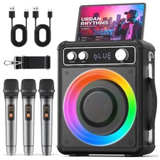 3 Wireless Microphone Karaoke Machine with Bluetooth