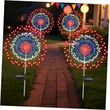 4th of July Decorations Solar Lights Outdoor, 4 Pack 360 LED Red White 4pack
