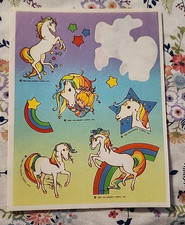Vintage Rainbow Brite Sticker Sheet Starlite 1983 Hallmark unicorn