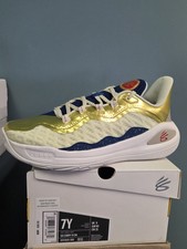 7Y Under Armour GS Curry 11 CM Boys' Basketball Shoes Gold Blue 7Y Lightweight