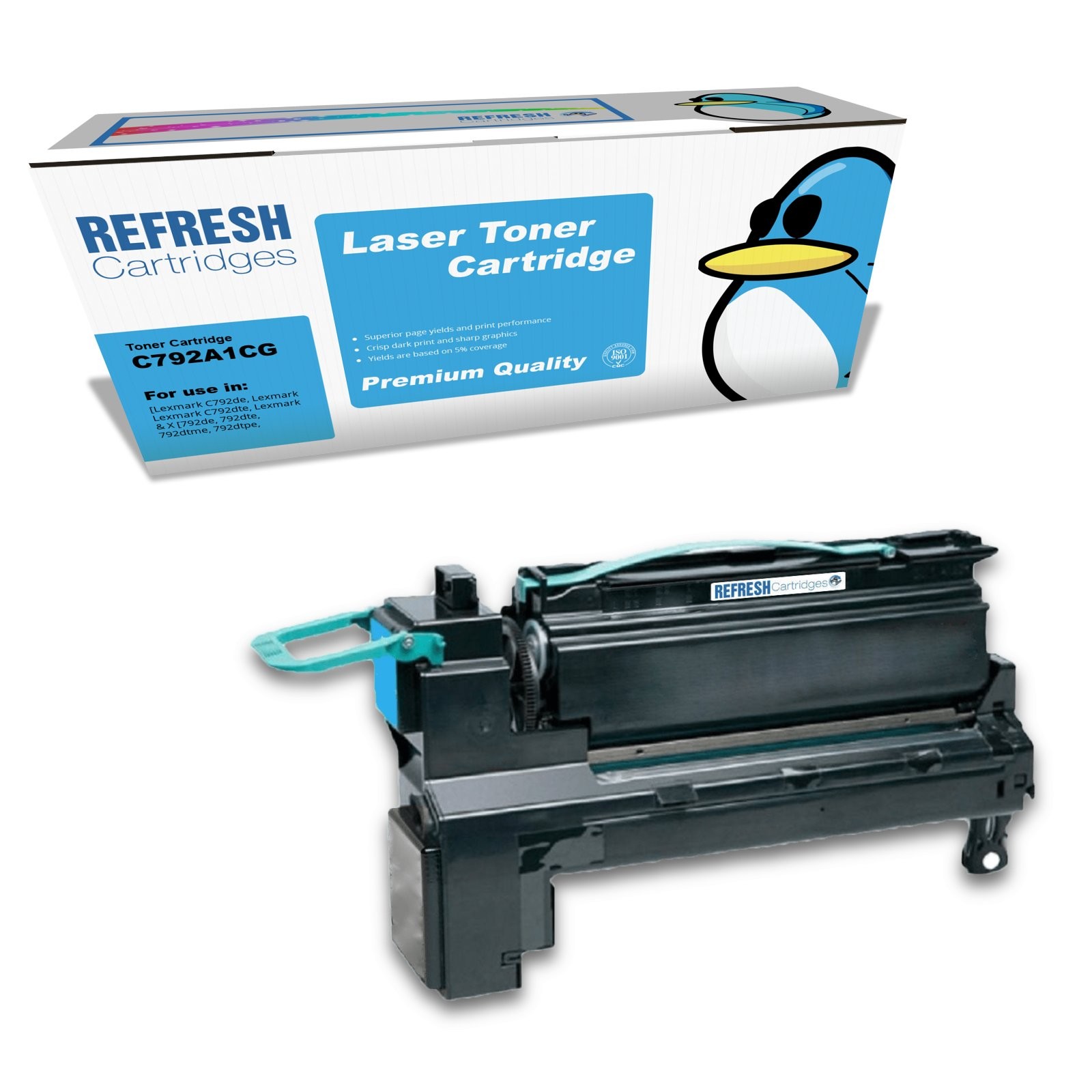 Refresh Cartridges Cyan C792A1CG Toner Compatible With Lexmark Printers