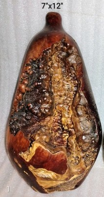 #1 Vintage Manzanita Burl Root Wood Vase Organic Shape Turned Hand Carved 12x7'' 