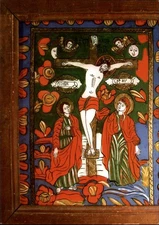 Art postcard Crucifixion of Jesus Romanian Peasant Museum unused