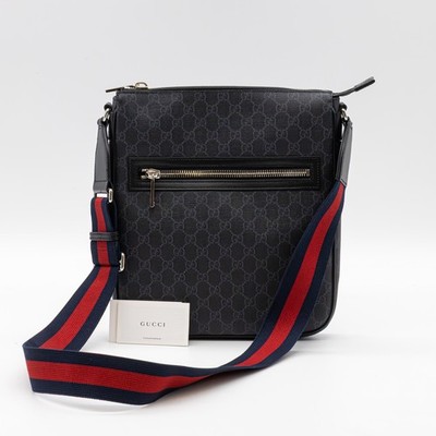 Gucci GG Black Messenger Bag Large Umhängetasche GG Supreme Crossbody AVS18964
