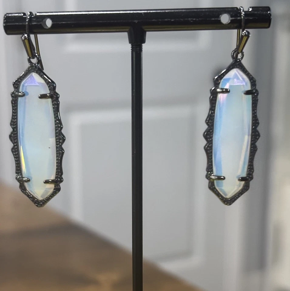 Kendra Scott "Mystic Bazaar" Francie Iridescent Opalite Gunmetal Drop Earrings - Image 2 of 4