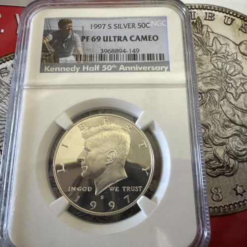 1997-S Silver Kennedy Half Dollar 50c NGC PF69 ULTRA CAMEO-Kennedy special label