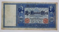 1910 - German 2nd Empire, GERMANY - 100 German Mark / Reichsmark Banknote - WW1