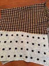 Large Tan  Black Houndstooth Wool Scarf 25  x86  Gray Polka Dot  R  Marking