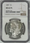1887 Morgan Silver Dollar Coin NGC MS 62 PL