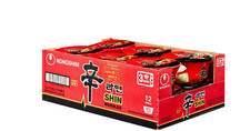 Nongshim Shin Ramyun Spicy Beef Ramen Noodle Soup Bowl, 3.03oz X 12 Count, Shelf