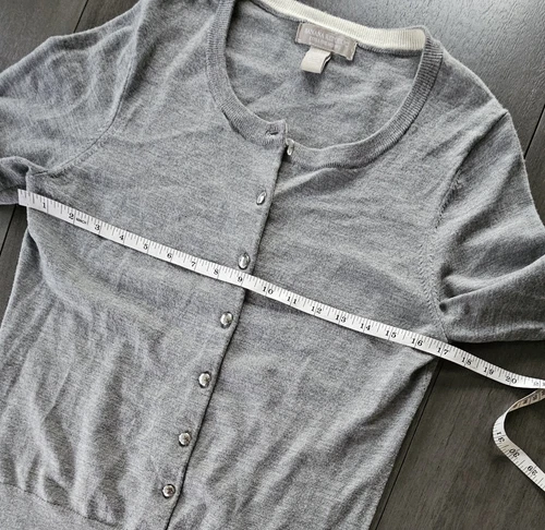 Banana Republic Extra Fine Merino Wool Button Cardigan Sweater Gray Medium - Picture 4 of 7