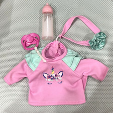My Sweet Love Baby Doll accessories- Shirt Magnetic Pacifier  Bottle Headband