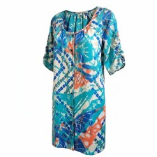 Anthropologie Collective Concepts Abstract Watercolor Sateen Shirt Dress Size M 