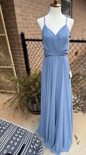 Lulus Slate Blue Bridesmaid/Prom/Party Maxi Dress Size Med NEW