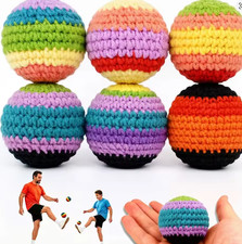 Hand-Knitted Hacky Sack Footbag Set, Cotton Crochet Kick Balls, Geometric Juggli