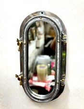Marine Oval Porthole Mirror Polished Aluminium Brass Latches Wall Mirror