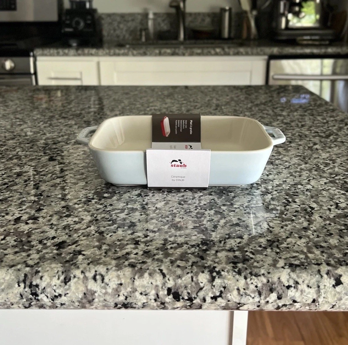Staub 8” X 6” Baking Dish Rectangular Gratin Casserole Lt. Blue Ceramic Oven New