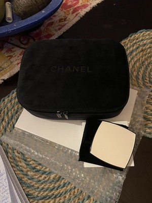 Chanel Velour Vanity Case Black Cosmetic Makeup Bag GWP/VIP