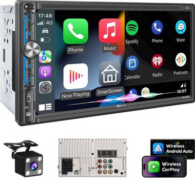 7'' Wireless Double Din Car Stereo Apple Carplay Radio Screen for Car Audio Re...
