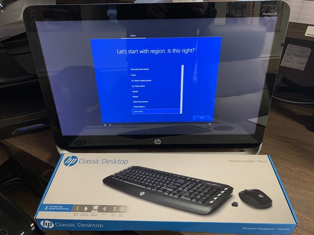 Used HP Pavilion 23-P114 23" AIO Desktop PC Windows 10 8gbram 1TBhdd AMD A8-6410