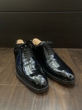  1,865 TOM FORD Elkan Formal Wholecut Black Patent Leather Dress Shoes Silk Lace
