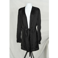 Rick Owens Black Cupro Belted Robe/Jacket Lar...