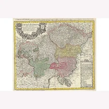 Map Of Austria Bohemia Czech Republic; Antique Map, 1747