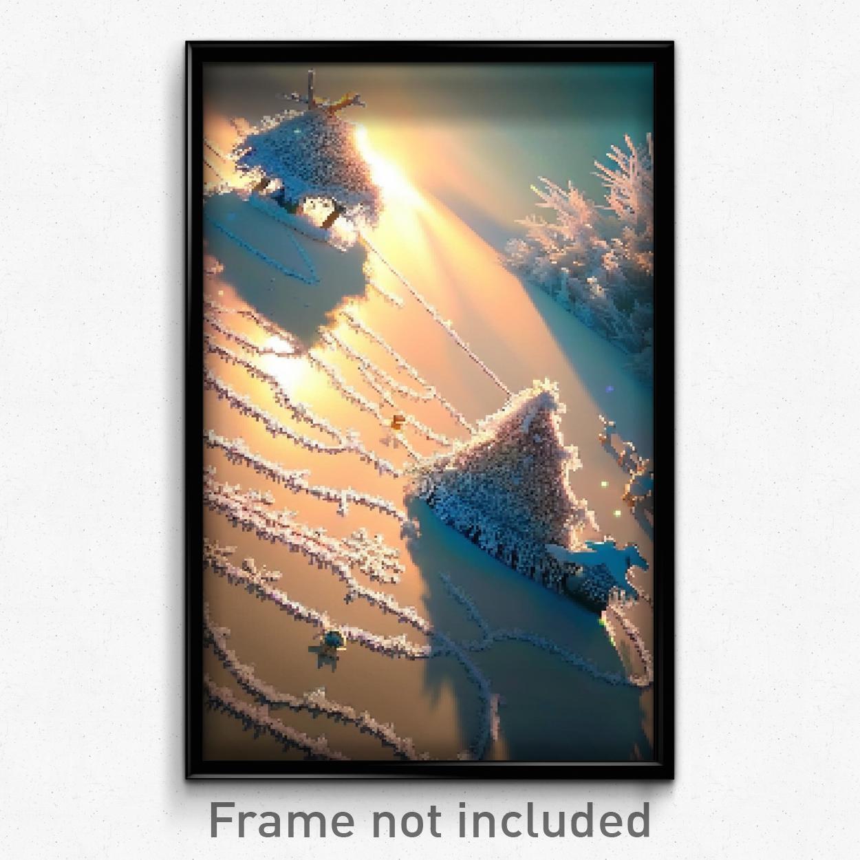 8-Bit Frosty Tableau Pixel Art Psychedelic Gaming Poster