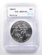 1994-D World Cup Commemorative Silver Dollar MS70 PL ICG