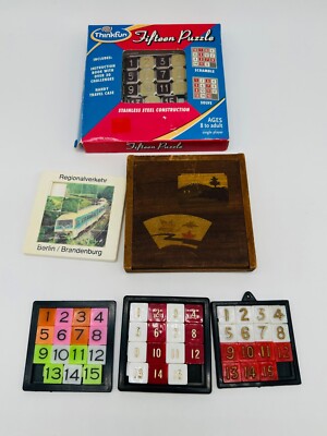 Vintage Lot Number Slide Puzzles - Wood  Wooden Japan, Think Fun Stainless