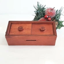 Wooden Puzzle Box Money Box Gift Box Red Finish