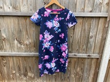JOULES BLUE FLORAL T SHIRT COTTON DRESS SHORT SLEEVE TEE BLOUSE UK 12 MEDIUM ZZ