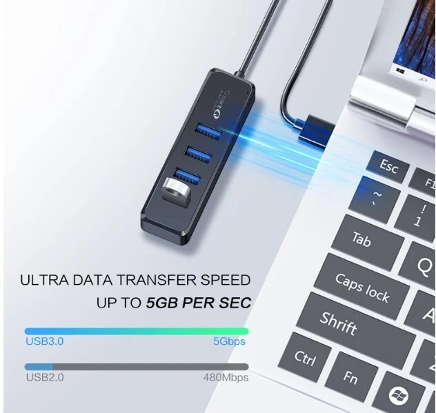 4-Port USB 3.0 Hub for Laptop & PC - High-Speed Data Transfer & Extra Ports