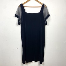 Vintage 1990s Adrian Karen Black Velvet USA Shift Dress 2X