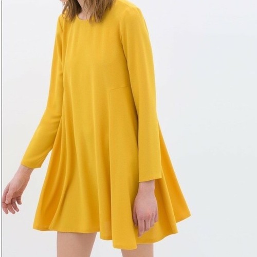 Zara Yellow Long Sleeve Mini Dress | eBay