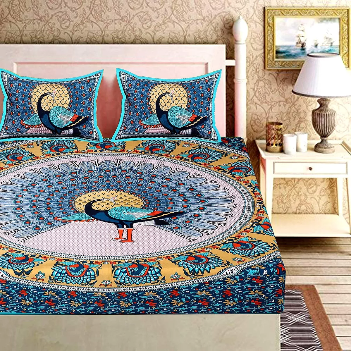 Peacock pillow cheap shams