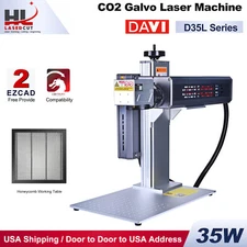 DAVI D35L RF-CO2 35W Galvo Laser Marking Machine Wood Engraving with Honeycomb