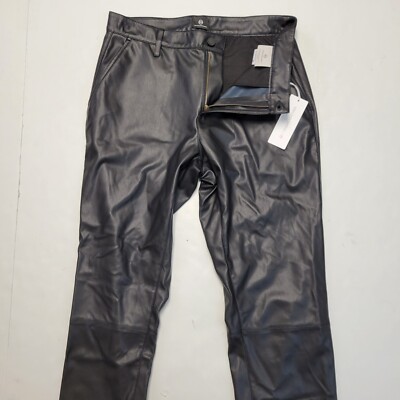 $328 AG Adriano Goldschmied Vegan Leather Pants Super Black Caden Women's 29x27