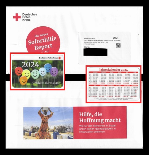 DRK mit Inhalt - ungeöffnet, Werbebrief und Taschenkalender - Bild 1 von 7