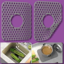 TOOVEM 2PC Silicone sink mat protectors Kitchen Sink Protector Grid with Drain
