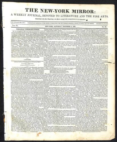 New-York Mirror Weekly Journal Literature Fine Arts Newspaper 12/3/31 8pp