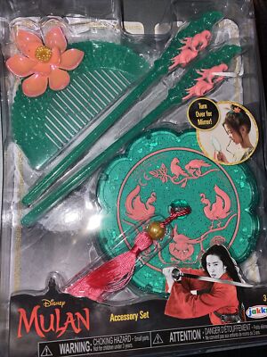 Disney Mulan Zubehör Set Neu Versiegelt Spiegel Lotusblume Haarnadeln
