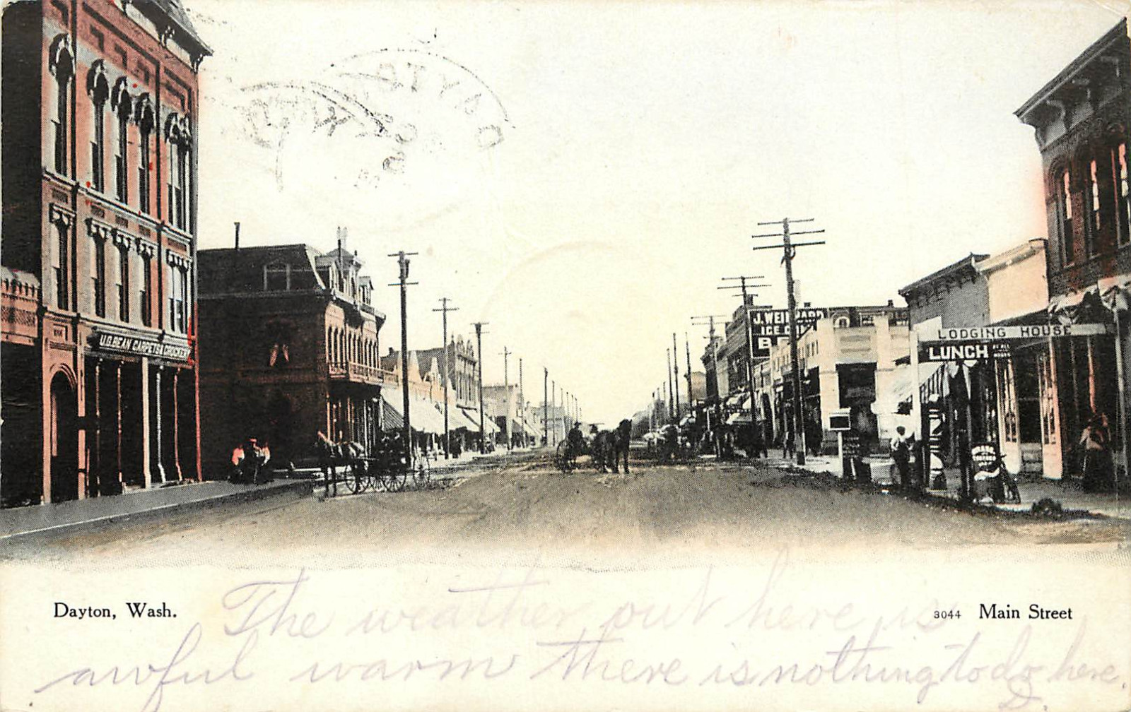 Vintage Postcard Main Street Dayton WA Columbia County 1907 eBay