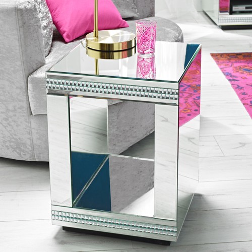 Florence Luxury Mirrored Coffee Table, TV Unit, Console Table, Cube Lamp Table - Picture 4 of 13
