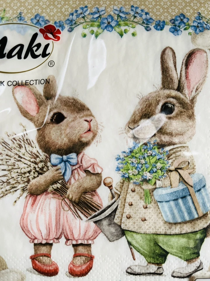 Hermoso paquete de 20 servilletas de almuerzo de conejo de Pascua de primavera nuevas Foto 2 de 3